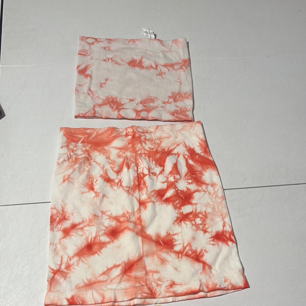 Charlotte Russe Orange and White Mini Pencil Skirt Set